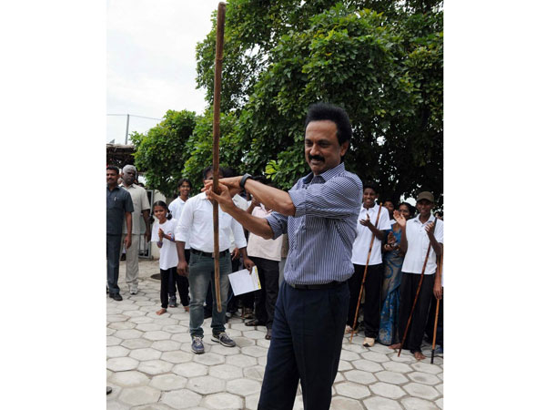 Stalin does Silmabam in Karur Stalin does Silmabam in Karur