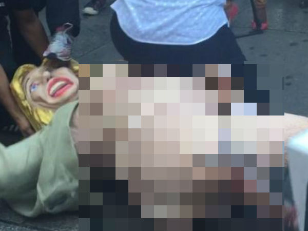 Naked statue of Hillary Clinton in downtown causes fight Naked statue of Hillary Clinton in downtown causes fight