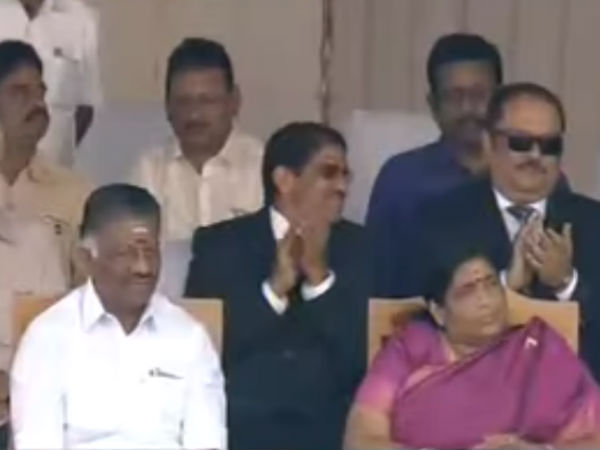 RepublicDay: O.Pannerselvam and his wife witnessing cultural programmes at Marina