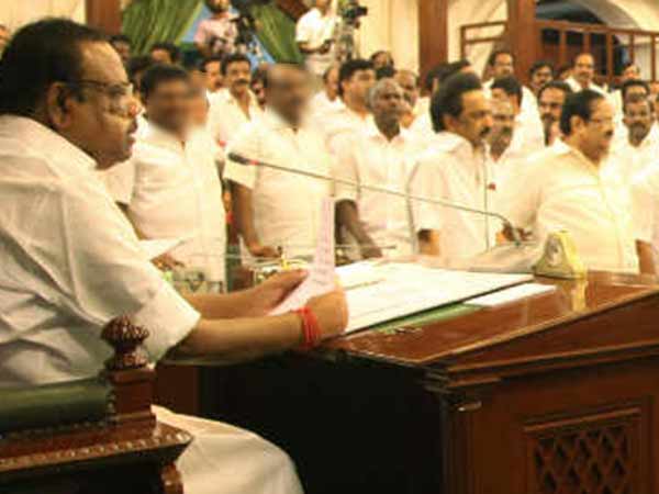 DMK MLAs tear paper, throw chairs in the assembly