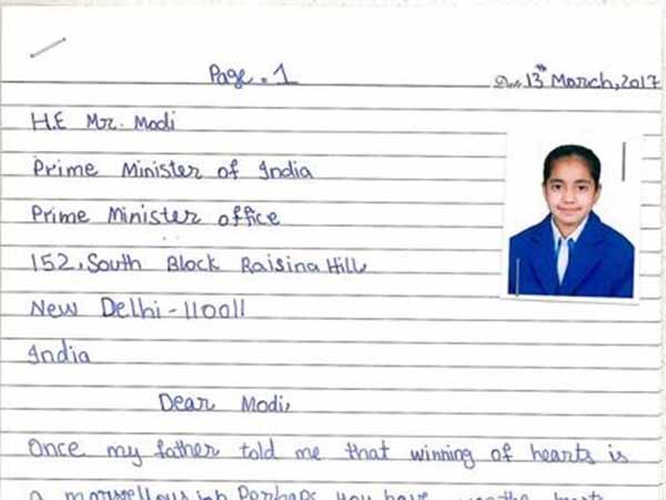 Pakistani girl writes to PM Modi Pakistani girl writes to PM Modi
