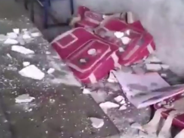 School ceiling broken and fallen on a student School ceiling broken and fallen on a student