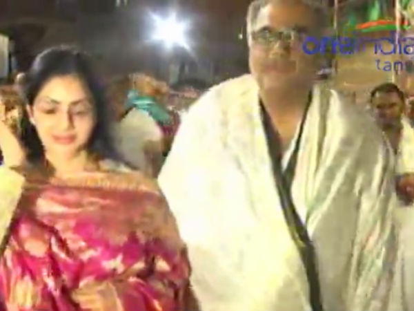 Actress Sridevi came with her husband to Tirupati temple Actress Sridevi came with her husband to Tirupati temple