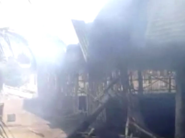 Fire accident in Tiruppur Idummpanpalayam dying unit Fire accident in Tiruppur Idummpanpalayam dying unit
