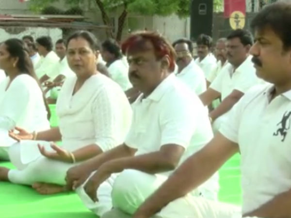 World Yoga Day: DMDK chief Vijayakanth not participated World Yoga Day: DMDK chief Vijayakanth not participated