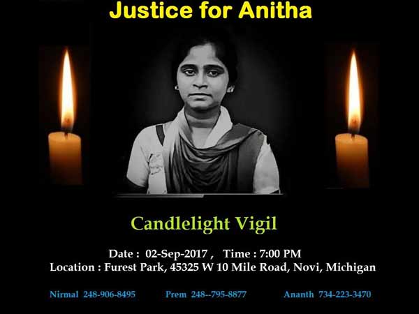 American Tamils organize candle light vigil for Anita