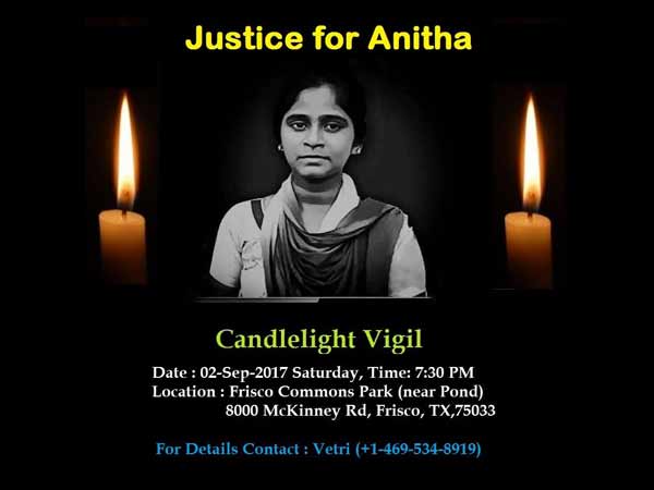 American Tamils organize candle light vigil for Anita