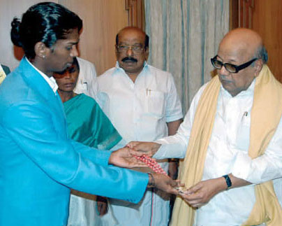Santhi with Karunanidhi