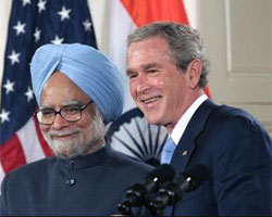 Manmohan singh with Bush Manmohan singh with Bush