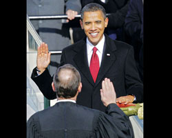 Barack Obama takes oath Barack Obama takes oath