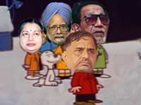 Jayalalitha, Manmohan Singh, Mulayam Singh Yadav and Bal Thackeray Jayalalitha, Manmohan Singh, Mulayam Singh Yadav and Bal Thackeray