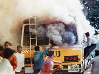 The burning Coimbatore agri univ bus The burning Coimbatore agri univ bus
