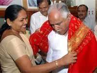 Shobha with Yeddiyurappa Shobha with Yeddiyurappa
