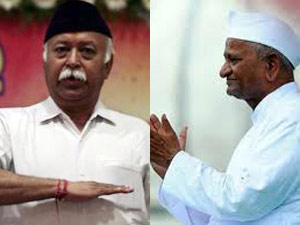 Mohan Bhagwat and Anna Hazare Mohan Bhagwat and Anna Hazare