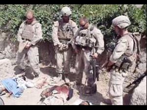US Marines urinating on Taliban corpses US Marines urinating on Taliban corpses