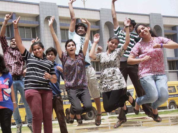 Students celebrate their success after the announcement of CBSE class 10th results