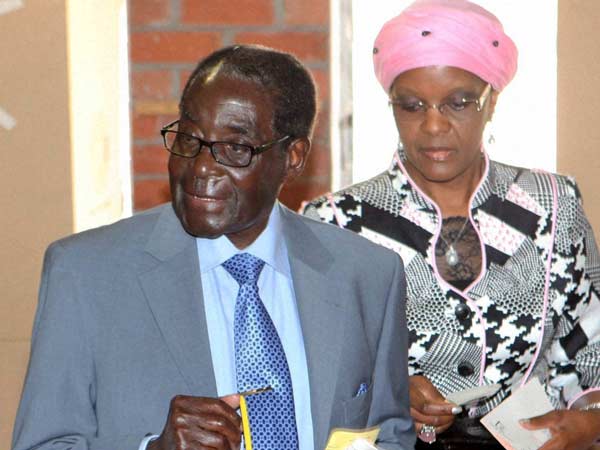 Zimbabwean President Robert Mugabe with his wife Grace cast Zimbabwean President Robert Mugabe with his wife Grace cast