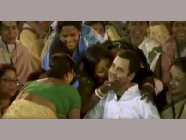 A surprise kiss for Rahul Gandhi on his tour of Assam A surprise kiss for Rahul Gandhi on his tour of Assam