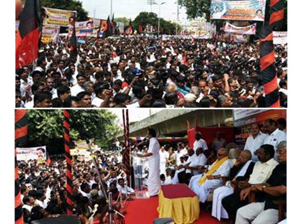 Karunanidhi led TESO protest in Chennai Karunanidhi led TESO protest in Chennai