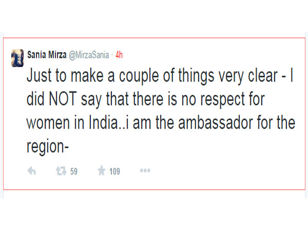 Never Said no Respect for Women in India: Sania Mirza Never Said no Respect for Women in India: Sania Mirza