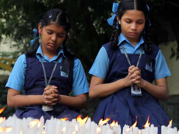 School students form Human candle School students form Human candle