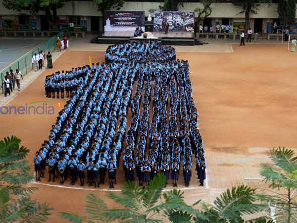 School students form Human candle School students form Human candle