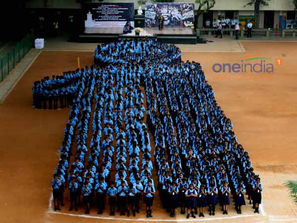 School students form Human candle School students form Human candle