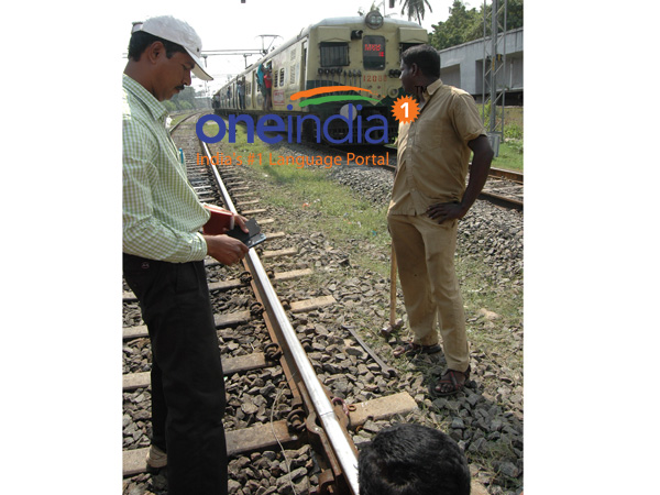 Air crack found in railway line near Kodambakkam Air crack found in railway line near Kodambakkam