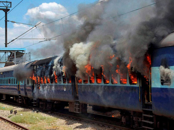 Odhisa mob sets fire to train coach after death of a youth, no casualties Odhisa mob sets fire to train coach after death of a youth, no casualties