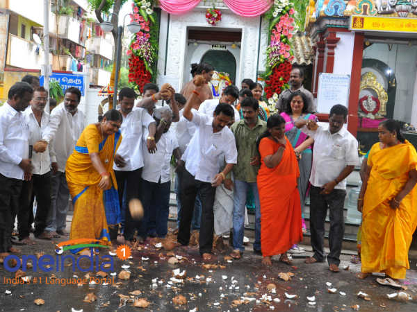 Minister Valarmathi performs 'nerthikadan' in Chennai Minister Valarmathi performs 'nerthikadan' in Chennai