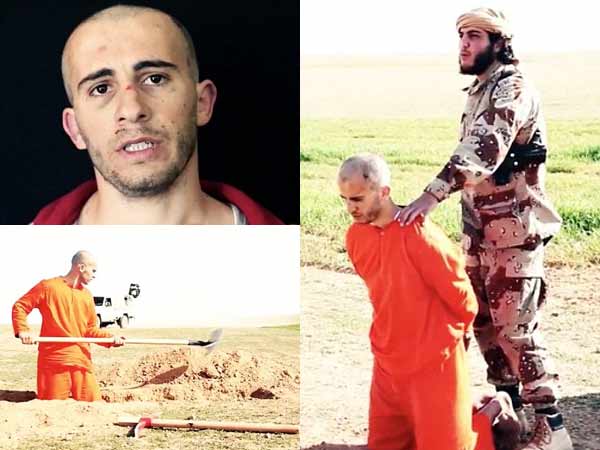 ISIS prisoner is forced to dig his own GRAVE before being beheaded ISIS prisoner is forced to dig his own GRAVE before being beheaded