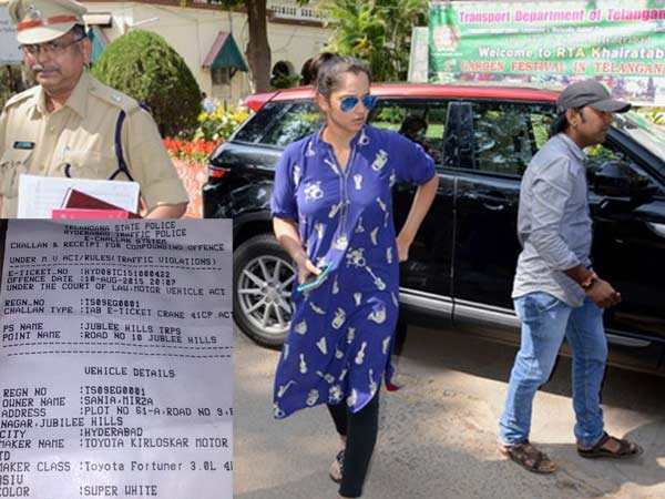 Sania Mirza Fined for Violating Traffic Rules Sania Mirza Fined for Violating Traffic Rules