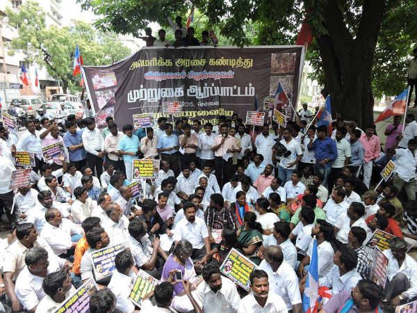 VCK protest against US on Srilanka's war crime VCK protest against US on Srilanka's war crime