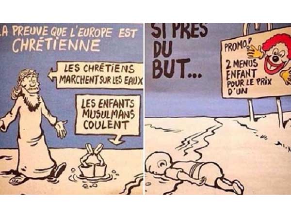 Charlie Hebdo Cartoon Of Drowned Syrian Refugee Child Aylan Charlie Hebdo Cartoon Of Drowned Syrian Refugee Child Aylan