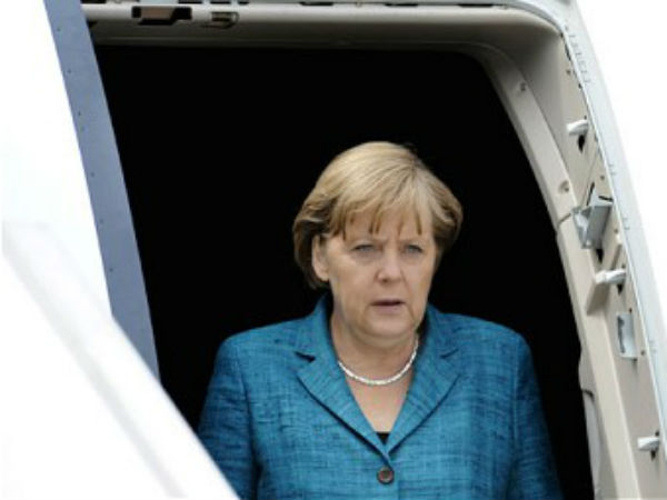 German Chancellor Merkel reaches India in military gargo plane German Chancellor Merkel reaches India in military gargo plane