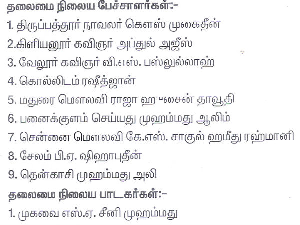 தலைமை நிலைய பேச்சாளர்கள்: