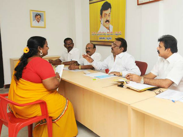 DMDK chief Vijayakanth, meets with his party candidates DMDK chief Vijayakanth, meets with his party candidates