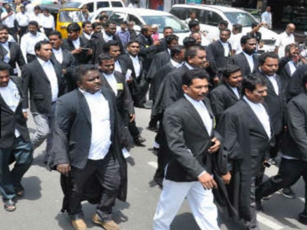 TN lawyers protest in chennai TN lawyers protest in chennai