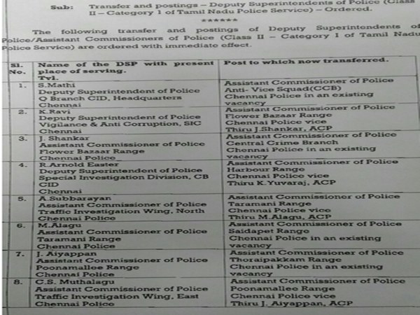 16 DSP's transfer in chennai 16 DSP's transfer in chennai