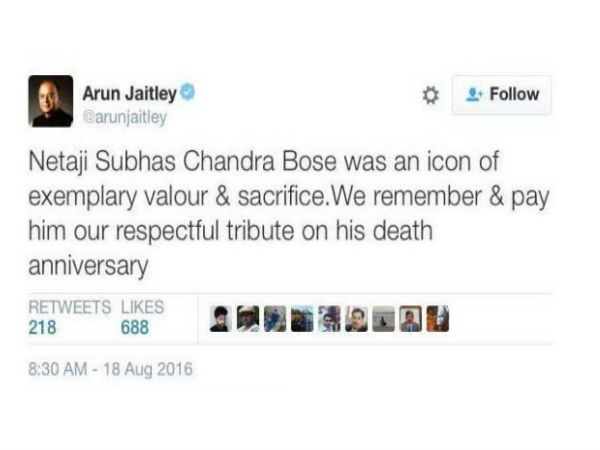 Mamata Banerjee Says 'Shocked And Hurt' By Arun Jaitley's Netaji Tweet Mamata Banerjee Says 'Shocked And Hurt' By Arun Jaitley's Netaji Tweet