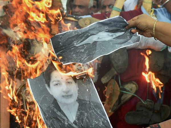 Jayalalitha posters torched! Jayalalitha posters torched!