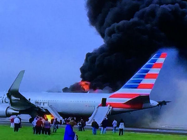 At Chicago airport, American 767 catches fire on runway At Chicago airport, American 767 catches fire on runway