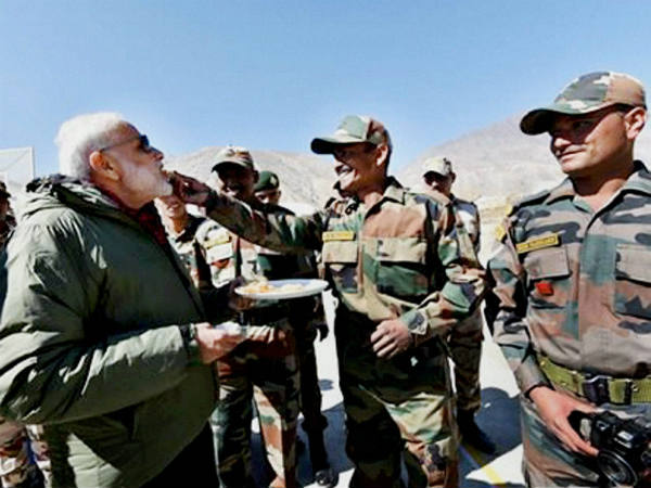 Modi celebrates Diwali with jawans of ITBP in Himachal Modi celebrates Diwali with jawans of ITBP in Himachal