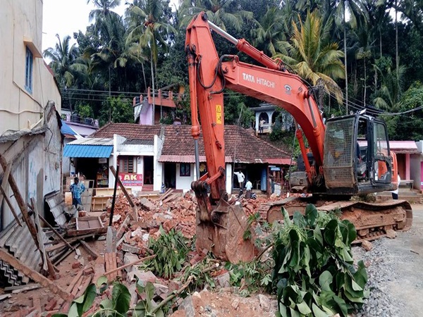 Demolition of illegal building near railway tracks Demolition of illegal building near railway tracks