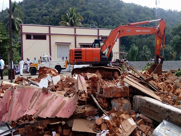 Demolition of illegal building near railway tracks Demolition of illegal building near railway tracks