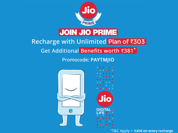 Enjoy Unstoppable, Unlimited Reliance Jio Services, Use Paytm Code Recharge Now for Rs.303 Enjoy Unstoppable, Unlimited Reliance Jio Services, Use Paytm Code Recharge Now for Rs.303