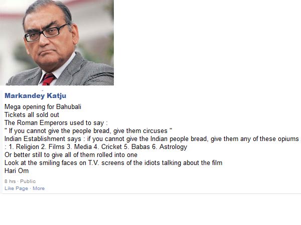 Markandey katju says news channels want people to make 99% idiots Markandey katju says news channels want people to make 99% idiots