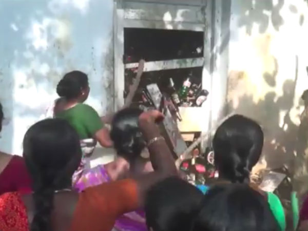 Women ransacked the Tasmac shop in kothamanglam Pudukottai Women ransacked the Tasmac shop in kothamanglam Pudukottai