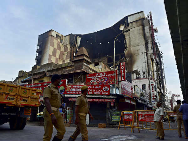 Fire accident Chennai silks demolition work started again today Fire accident Chennai silks demolition work started again today