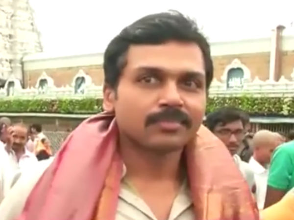 Actor Karthi gave interview in Telugu in Tirupati Actor Karthi gave interview in Telugu in Tirupati